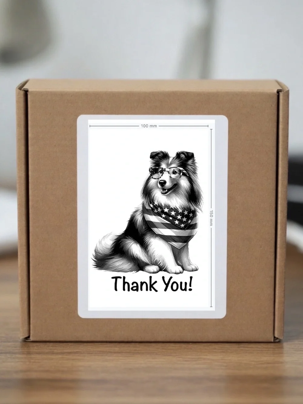 Patriotic Collie Thank You Stickers  4”x6”-100ct.